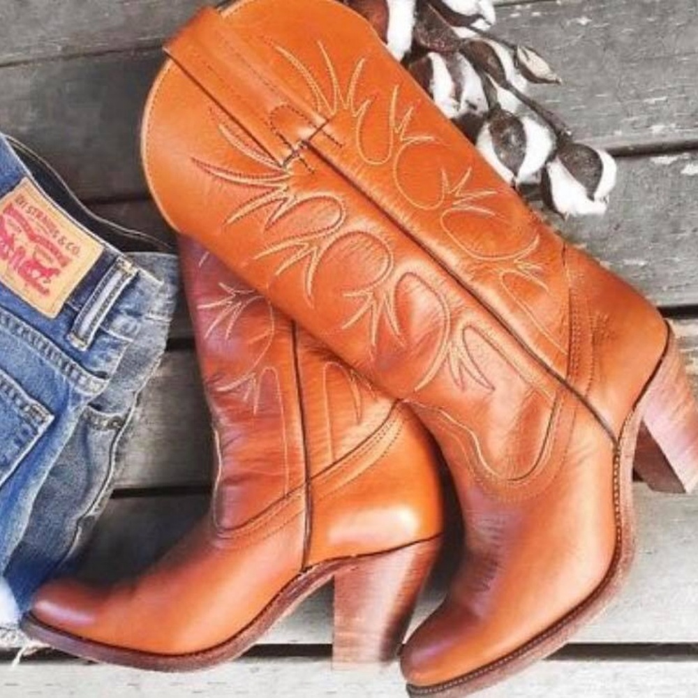 Frye Vintage 1970's Western High Heel Cowgirl Boot